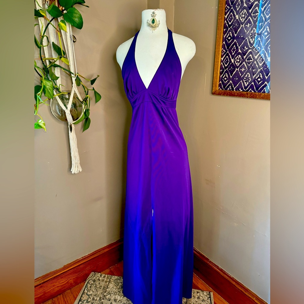 Vintage 70’s Purple Halter Dress Sz S